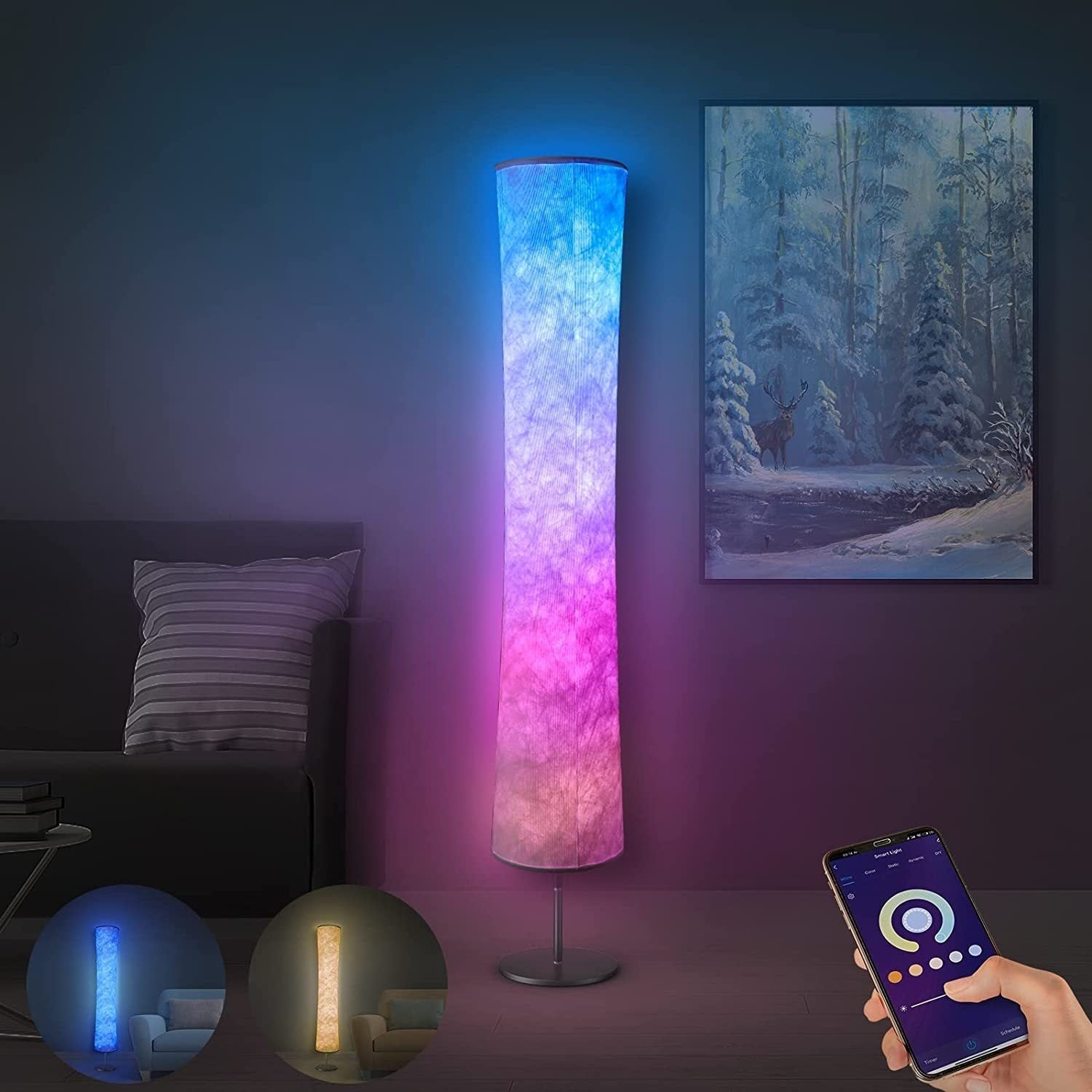 RGB Fabric Atmosphere Floor Lamp control with app